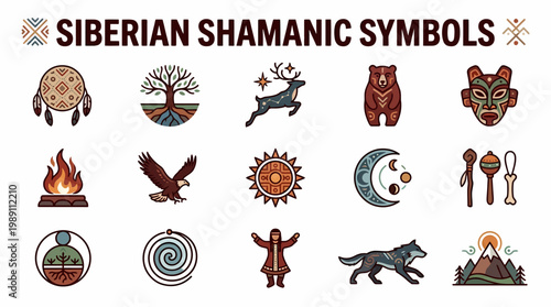 Siberian Shamanic Symbols Icons