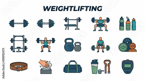 Weightlifting Icons Set