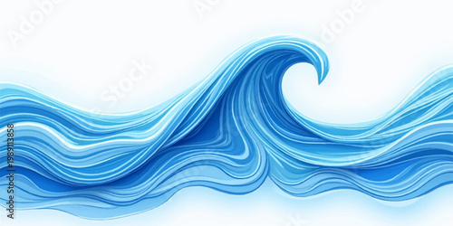 Abstract blue flowing wave design with smooth ocean-like motion and liquid curves in a modern vector illustration background style