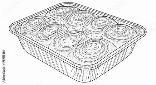 Delicious cinnamon rolls baked in a foil pan, ready to serve