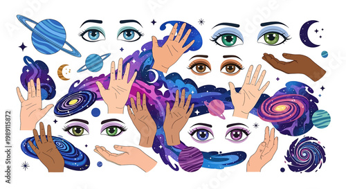 Eyes and hands in space design.