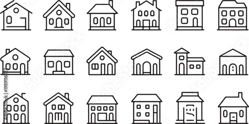 Set of Minimalist Thin Line Weather Forecast and Climate Icons