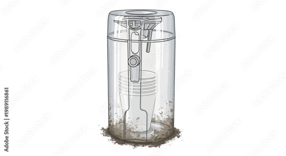 Obraz premium Clear plastic insect trap with bait and dead insects