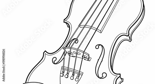 Detailed line drawing of a classic stringed instrument's upper body