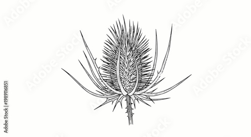 Detailed sketch of a spiky, conical flower head on a white background