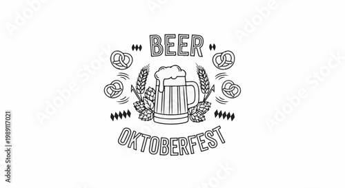 Festive beer and pretzels illustration for Oktoberfest celebration