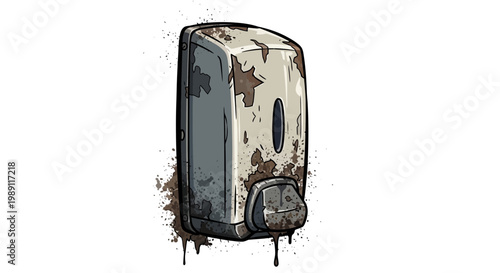 Grungy Soap Dispenser with Rust and Stains