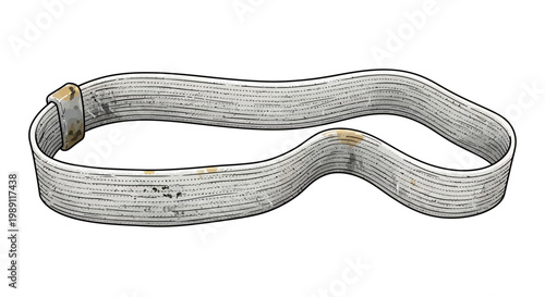 Old white elastic band with metal buckle