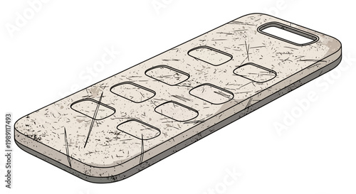 Old, scratched smartphone with worn buttons and screen