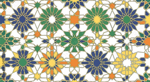 Colorful floral pattern with flowers.