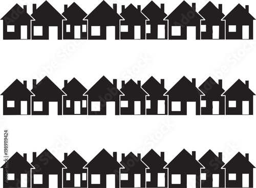 Comprehensive set of residential house icons featuring vector illustrations of real estate property and urban building symbols with architectural roof and window designs for town and city housing