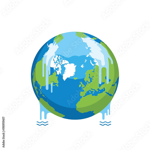 Earth Globe Melting Ice Caps Rising.