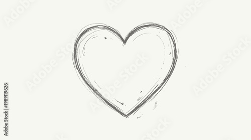 Playful Hand Drawn Heart Doodle with Thin Uneven Line - A Simple Sketch of Love