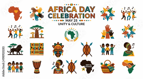 Africa Day Celebration: Unity, Culture, Diversity, Continent Map