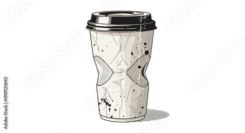 Crushed Paper Coffee Cup