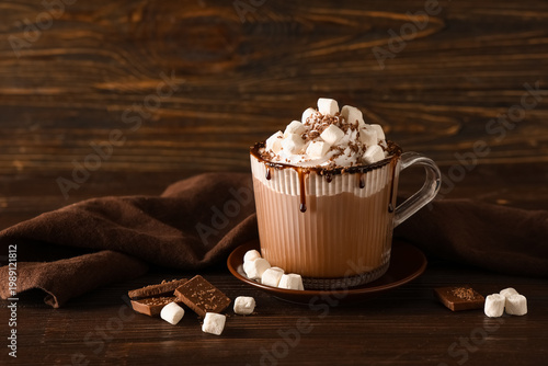Glass cup of hot cocoa drin...