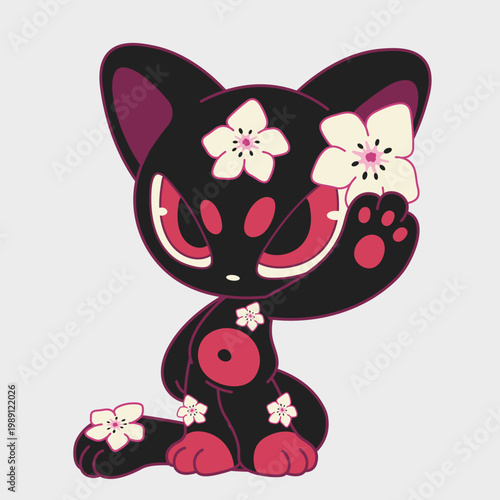 Cute cartoon cat girl. Funny character. Cartoon character design.