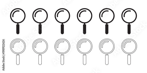 Magnifying glass icon set showing people search recruitment human resources business concept vector.