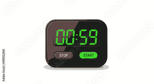 Digital Kitchen Timer Counting Down, Seconds Displayed, Modern Design