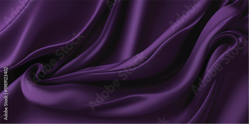 Elegant flowing purple and pink silk satin fabric texture with smooth violet waves creates a luxury soft textile backdrop for elegant material design