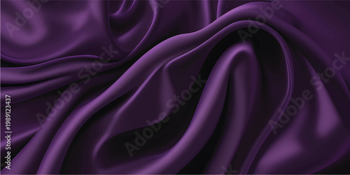 Luxury smooth purple silk and violet satin fabric material with a shiny wavy texture and soft elegant drapery for a romantic textile backdrop