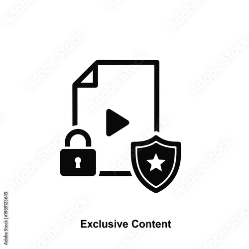 Exclusive Content Icon with Lock and Shield.