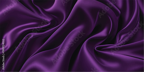 Smooth purple and pink satin fabric background with wavy silk textile texture creates a soft luxury violet drapery material for romantic decoration
