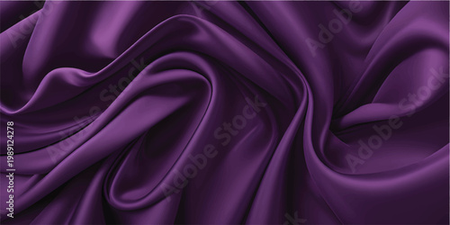 Elegant waves of smooth purple and pink silk fabric create a luxurious satin texture with soft shiny curves for a romantic textile background