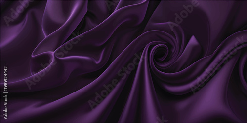 Elegant violet and purple silk fabric background features smooth satin waves and shiny luxury textile material for a soft decorative drapery design