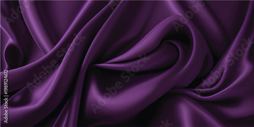 Smooth purple silk and violet satin fabric background with shiny luxury waves and soft elegant drapery texture for a romantic textile backdrop