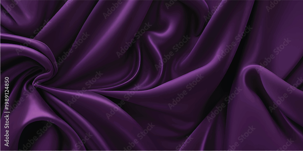 Fototapeta premium Elegant purple and violet silk fabric background featuring smooth satin waves and luxury soft texture drapery for a shiny material backdrop