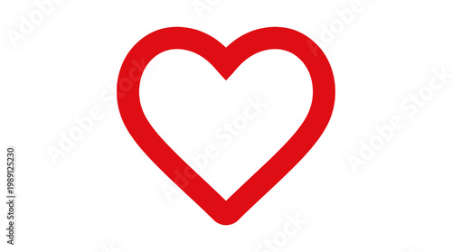 Modern Artistic Red Heart Outline Icon Symbolizing Love, Passion, and Wellness with a Clean, Abstract Design for Digital Use