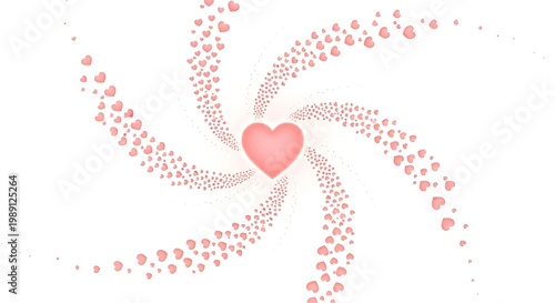 Whimsical Spiral of Pink Hearts Radiating from a Central Heart Shape.