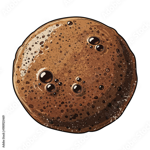 Top view of frothy coffee, espresso, cappuccino, latte with bubbles on white background