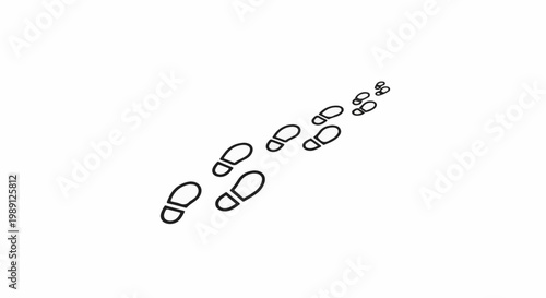 Footprints on white background indicating a path