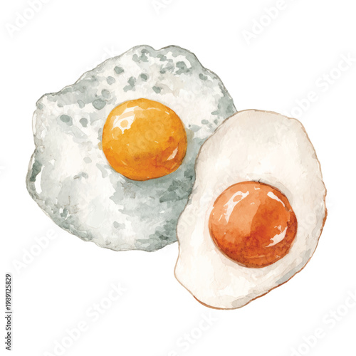 Fried eggs with runny yolks closeup.