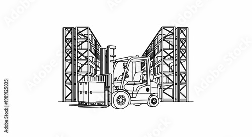 Forklift with cargo in a warehouse