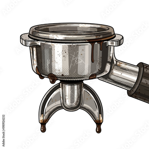 Espresso machine portafilter with coffee residue