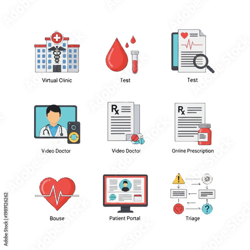 Healthcare Technology Icons Set Medical Services.