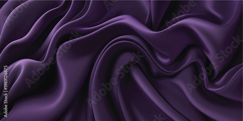 Elegant purple silk and violet satin fabric background featuring smooth luxury textile curves with a shiny soft texture and romantic pink wave drapery for an elegant fashion backdrop material