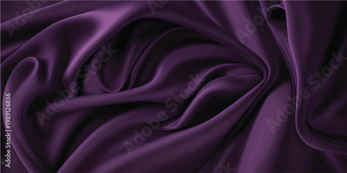 Luxurious flowing purple satin fabric with elegant folds and soft light creating a rich, opulent texture for sophisticated design projects.