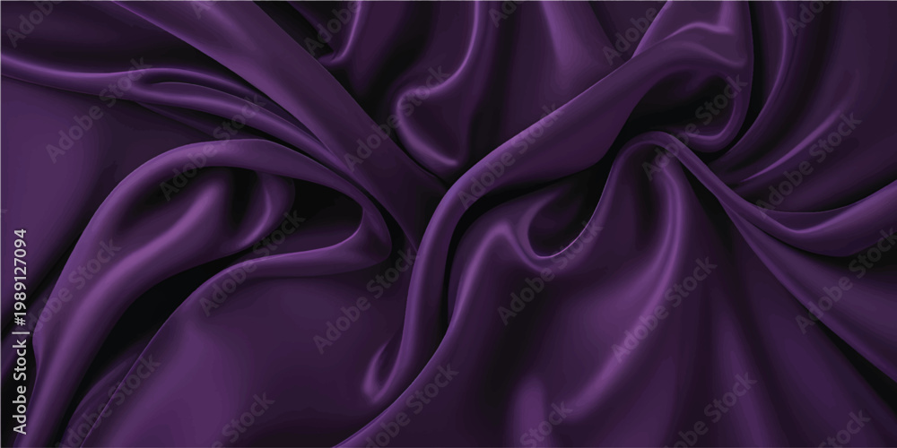 Fototapeta premium Luxurious deep purple satin fabric with elegant folds and soft sheen