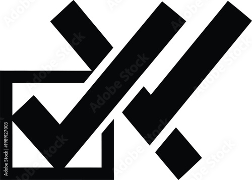 Abstract graphic represents checkmark and X mark symbols for choice and decision making.