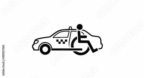 Icon of a taxi with a wheelchair symbol indicating accessible transport