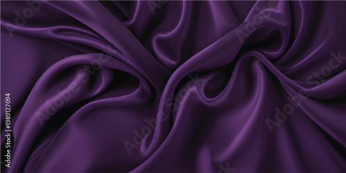 Luxurious deep purple satin fabric with elegant folds and soft sheen