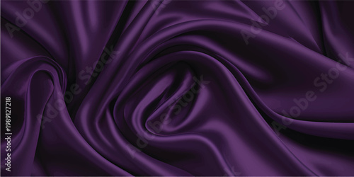 Luxurious purple silk fabric with elegant folds and drapes.