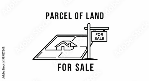 Iconographic depiction of a property parcel for sale with a house outline