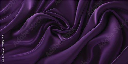 Luxurious purple silk fabric with elegant folds and drapes.