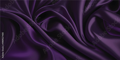 Close-up of elegant purple silk fabric in soft folds