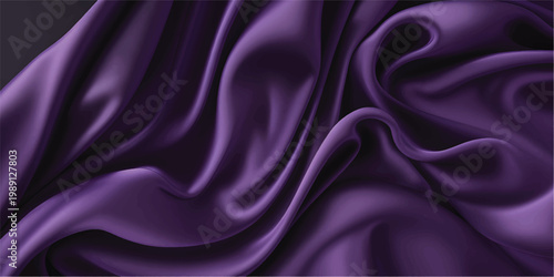 Purple silk satin fabric texture background | Abstract smooth flowing wave design backdrop